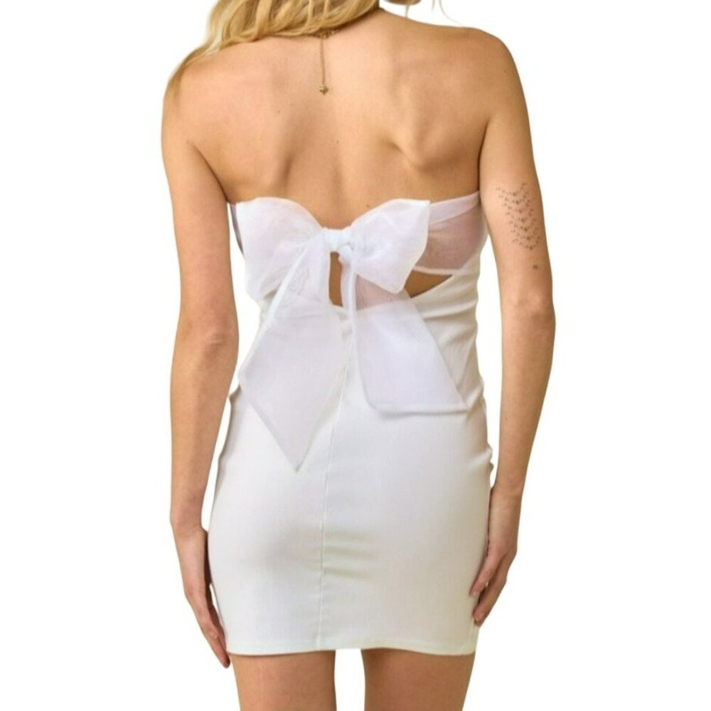 Blue Blush Gift Me Strapless Bodycon Mini Dress Ivory Size Medium NWT